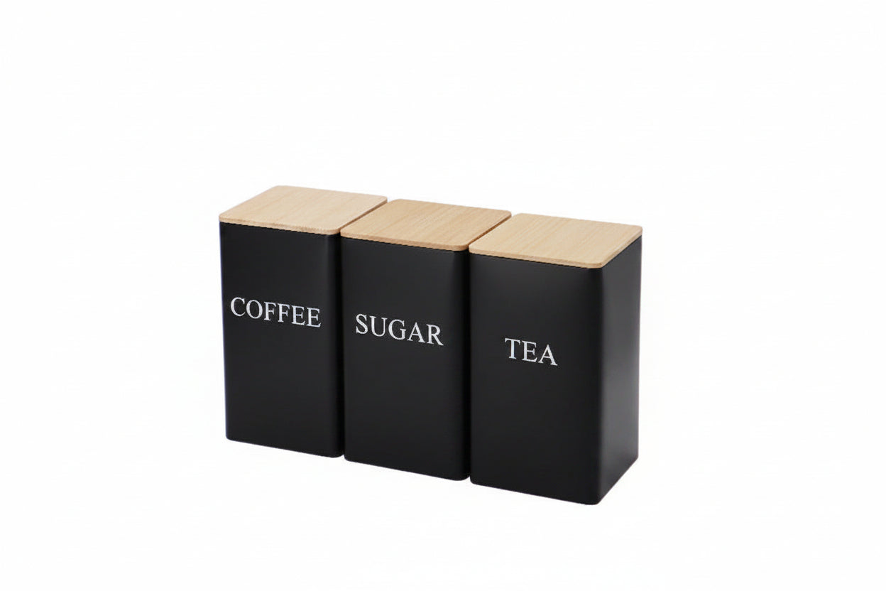 Kombinations-Set für Tee, Kaffee und Zucker – Weißblechdosen zur Aufbewahrung von Tee, Kaffee, Süßigkeiten, Teebeuteln oder Kapseln
