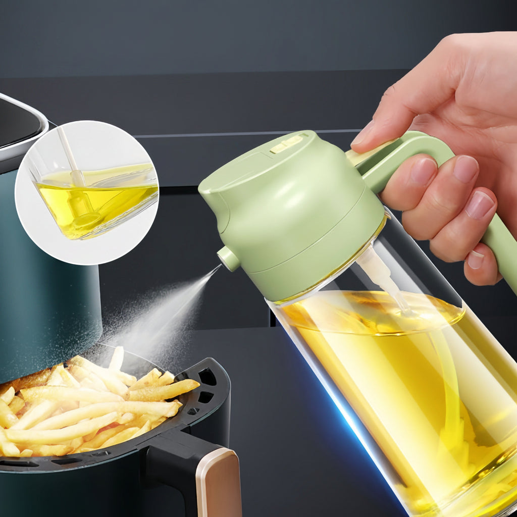 Glasölsprühflasche 470ml – 2-in-1 Sprühen & Gießen für Küche & Airfryer