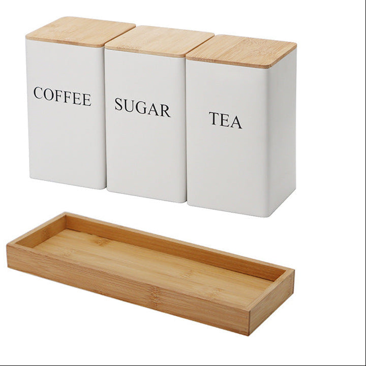 Kombinations-Set für Tee, Kaffee und Zucker – Weißblechdosen zur Aufbewahrung von Tee, Kaffee, Süßigkeiten, Teebeuteln oder Kapseln
