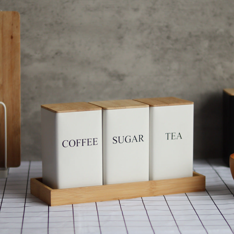 Kombinations-Set für Tee, Kaffee und Zucker – Weißblechdosen zur Aufbewahrung von Tee, Kaffee, Süßigkeiten, Teebeuteln oder Kapseln