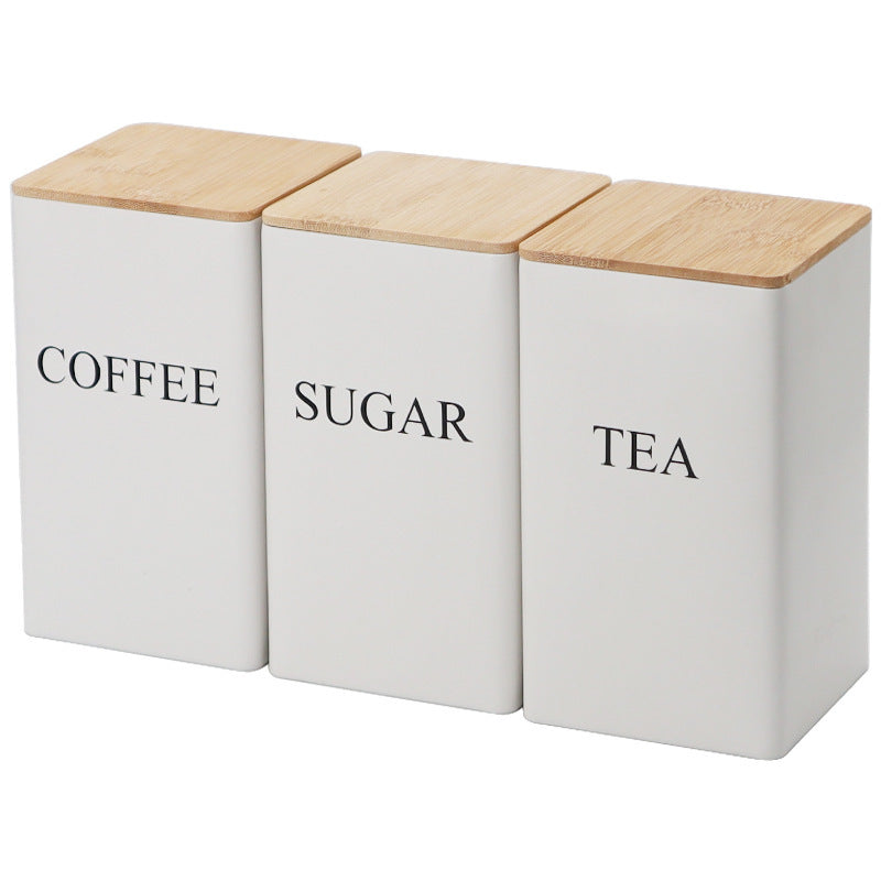 Kombinations-Set für Tee, Kaffee und Zucker – Weißblechdosen zur Aufbewahrung von Tee, Kaffee, Süßigkeiten, Teebeuteln oder Kapseln