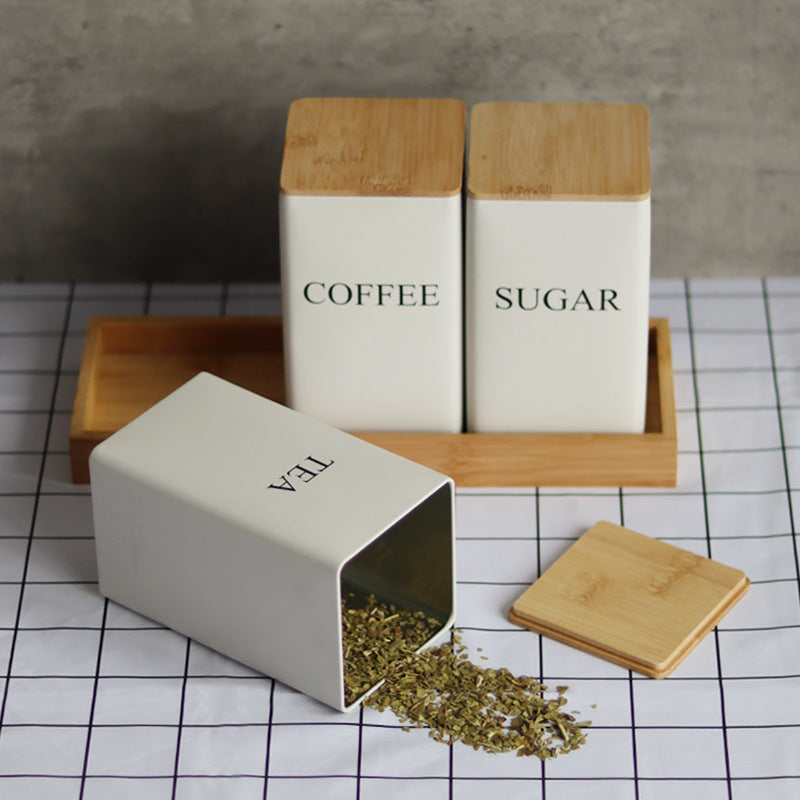Kombinations-Set für Tee, Kaffee und Zucker – Weißblechdosen zur Aufbewahrung von Tee, Kaffee, Süßigkeiten, Teebeuteln oder Kapseln