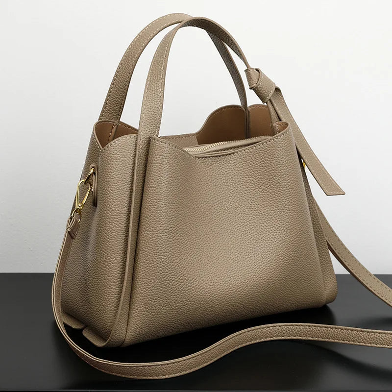 Retro Damen-Schultertasche mit Struktur-Optik – Große Kapazität, Umhängetasche & Beuteltasche