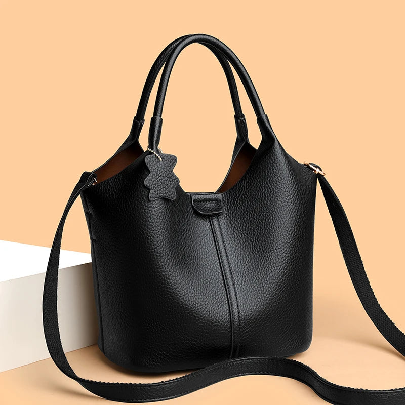 Trendige Damen-Handtasche aus weichem Kunstleder – Einfarbig, Große Kapazität, Schultertasche & Retro für Alltag und Shopping
