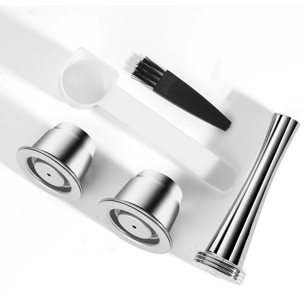 Wiederverwendbare Kaffeekapsel für Nespresso – Espresso Crema Cups aus Edelstahl, nachfüllbare Kaffeepods-Filter mit Tamper und Dosierring