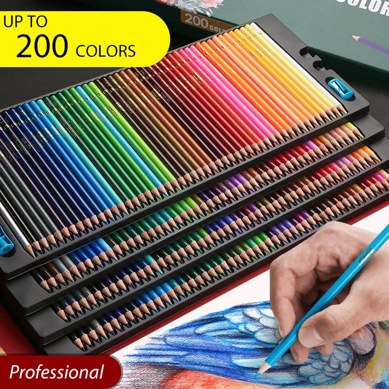 Professionelles Set mit 48/72/120/150/200 wasservermalbaren Buntstiften für Kunst und Zeichenbedarf