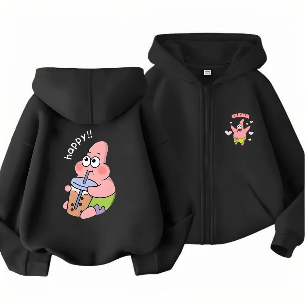 SpongeBob Schwammkopf Hoodie-Jacke für Kinder – Geschenkidee mit Reißverschluss – Mode für Mädchen und Jungen (3–12 Jahre) – Schwarz/Rosa