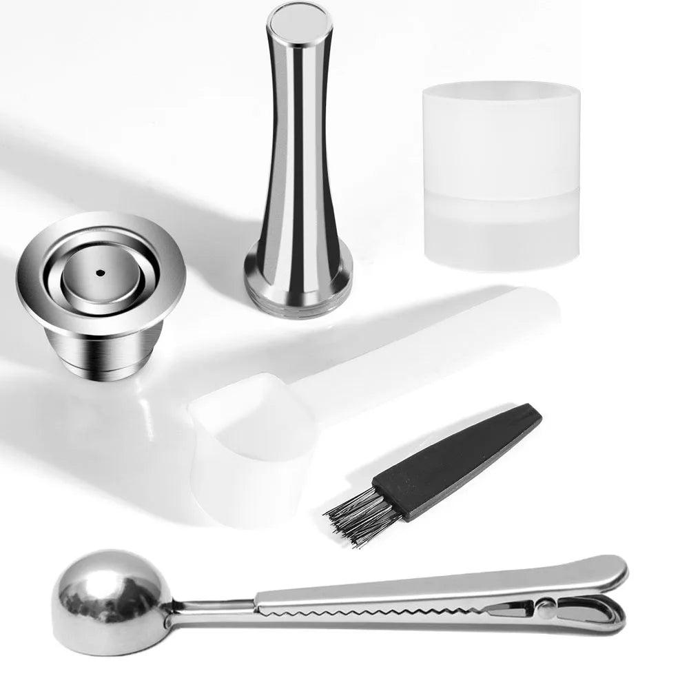 Wiederverwendbare Kaffeekapsel für Nespresso – Espresso Crema Cups aus Edelstahl, nachfüllbare Kaffeepods-Filter mit Tamper und Dosierring