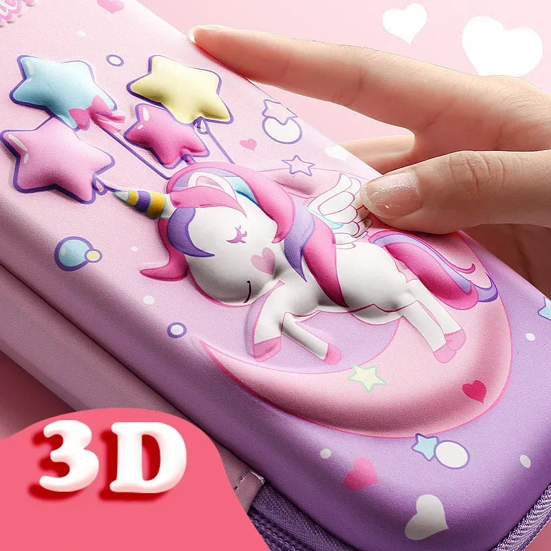 Süßes 3D-EVA-Federmäppchen im Einhorn-Design – Cartoon-Etui für Schreibwaren, Buntstifte und Stifte; ideal als Geschenk für Schülerinnen und für die Schulausstattung