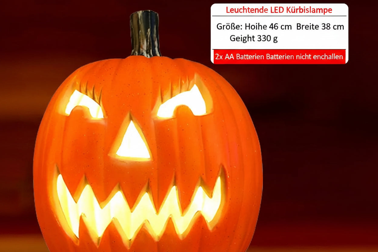 Halloween Kürbis Laterne – Leuchtende Deko für Innen & Außen, batteriebetrieben
