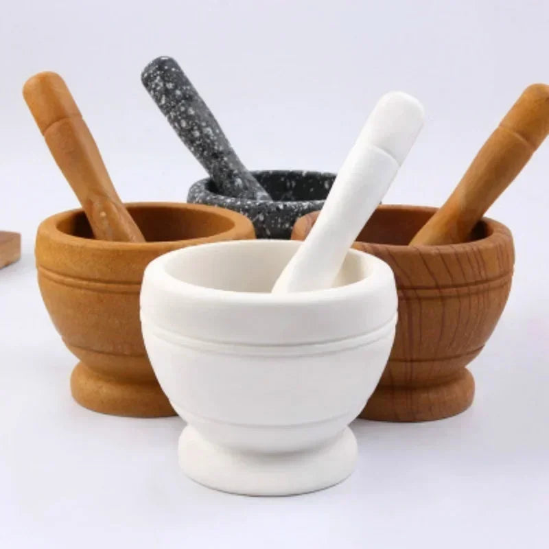 Mörser & Stößel Set aus Kunstharz – Knoblauch, Kräuter & Gewürze mahlen