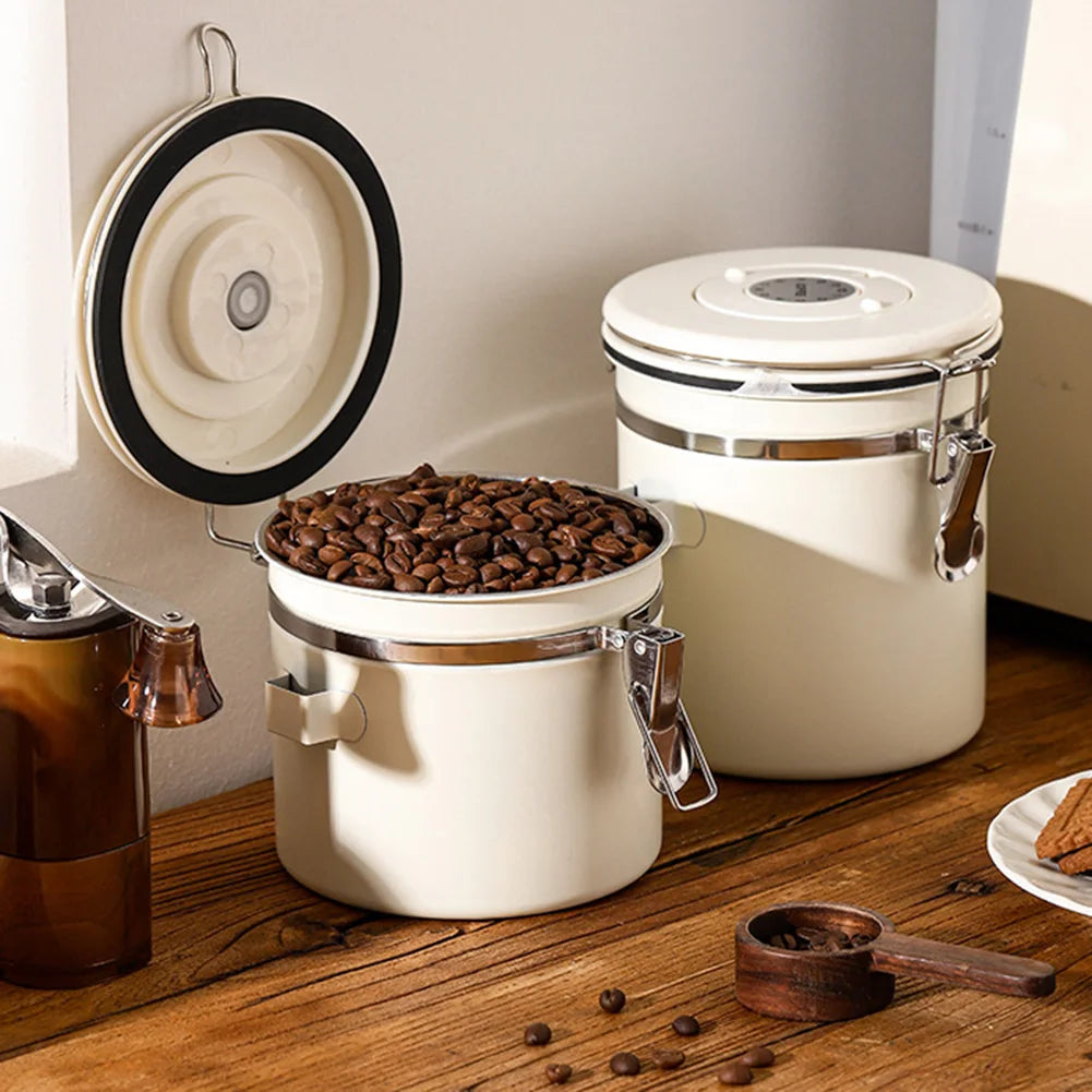 Kaffeebohnenbehälter aus Edelstahl – große, luftdichte Vorratsdose für Kaffeebohnen und Lebensmittel