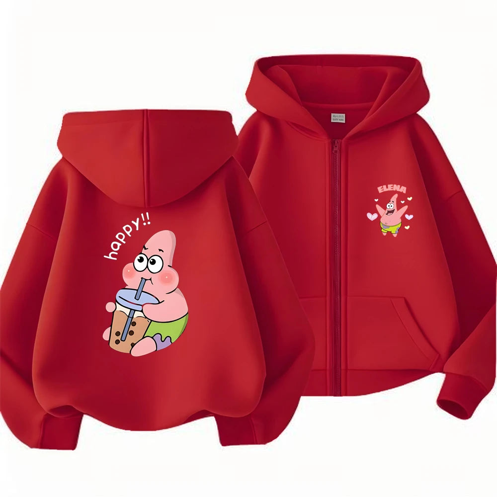 SpongeBob Schwammkopf Hoodie-Jacke für Kinder – Geschenkidee mit Reißverschluss – Mode für Mädchen und Jungen (3–12 Jahre) – Schwarz/Rosa