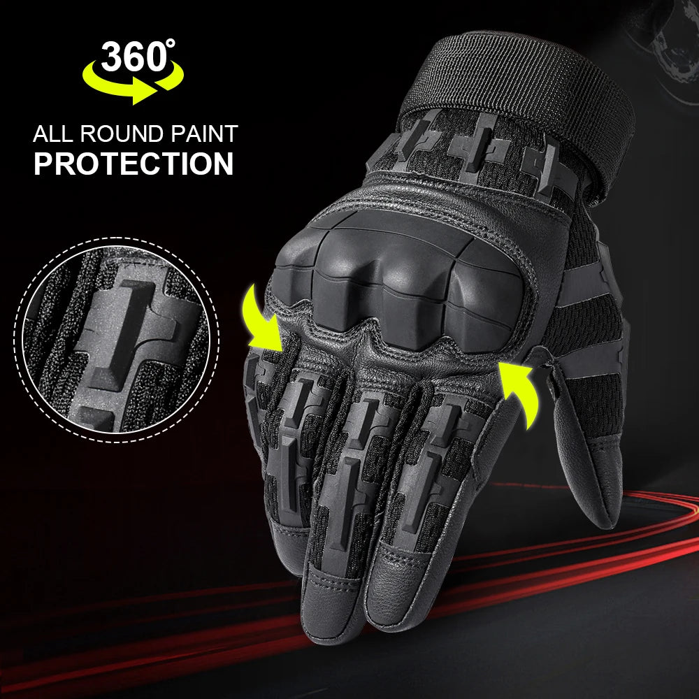 Taktische Touchscreen-Handschuhe aus PU-Leder – Vollfinger, rutschfest, für Outdoor & Sport