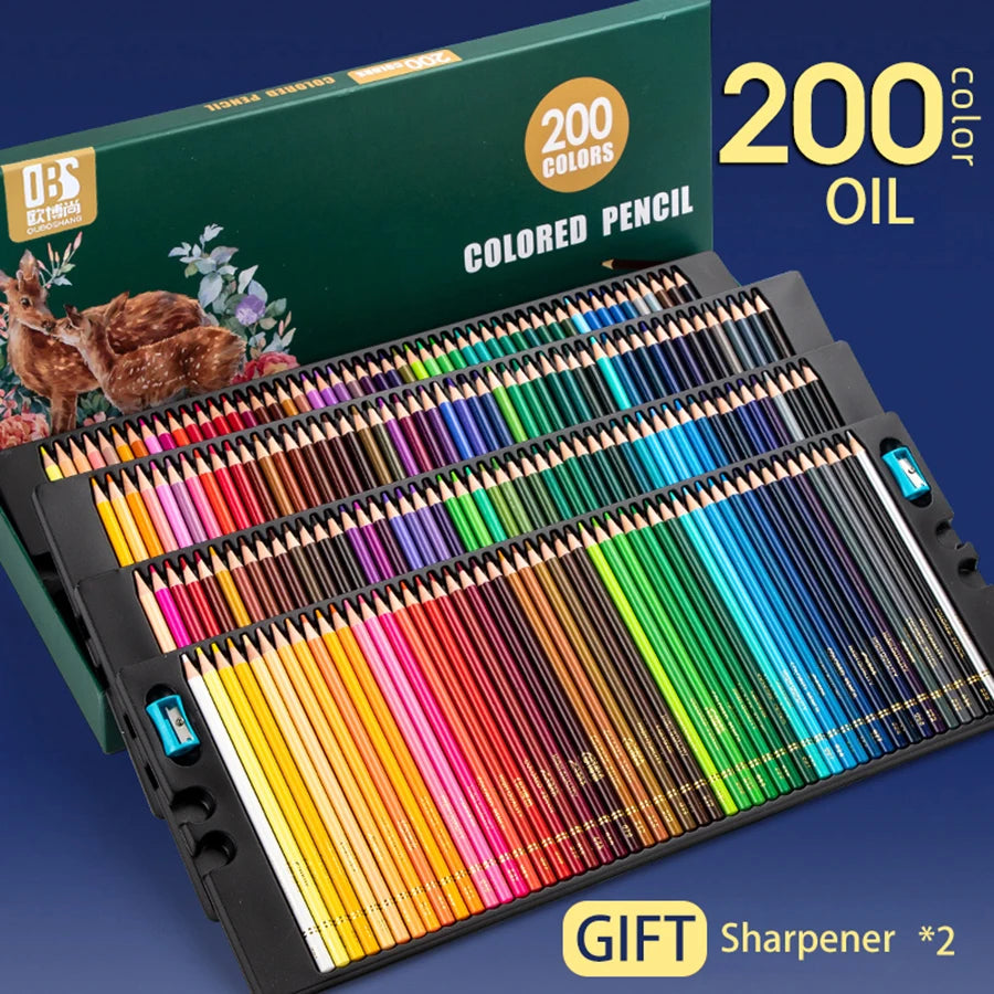 Professionelles Set mit 48/72/120/150/200 wasservermalbaren Buntstiften für Kunst und Zeichenbedarf