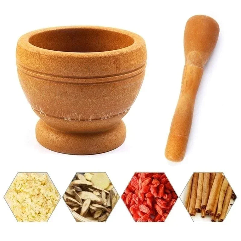Mörser & Stößel Set aus Kunstharz – Knoblauch, Kräuter & Gewürze mahlen