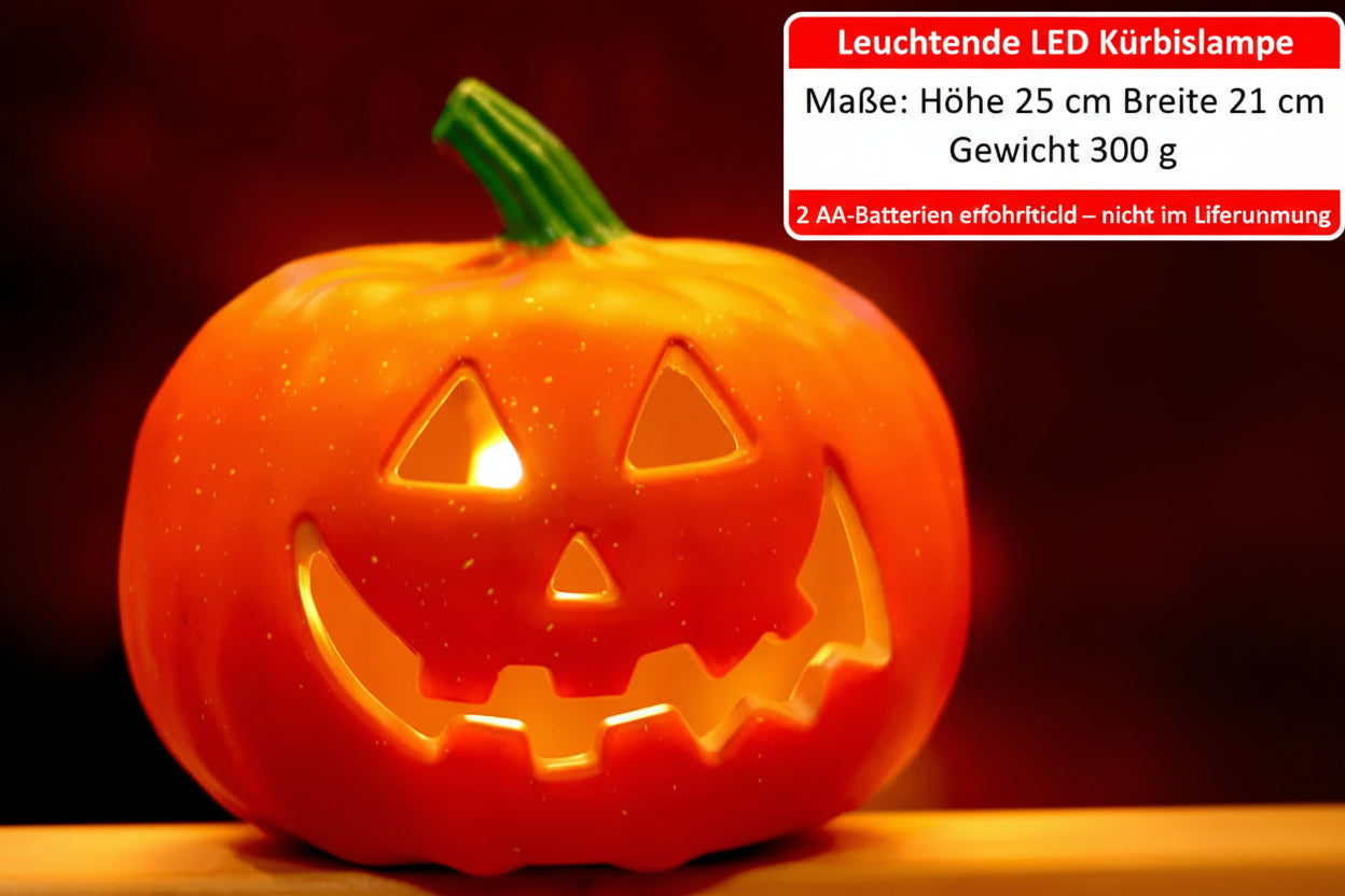 Halloween Kürbis Laterne – Leuchtende Deko für Innen & Außen, batteriebetrieben
