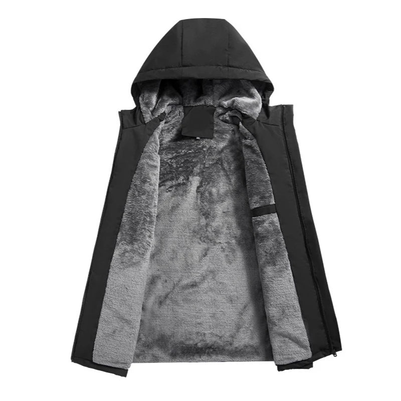 Warme, wattierte Herren-Winterjacke – Modischer Parka mit Kapuze, Fleecefutter und Thermofunktion – Winddichte Outdoor-Jacke für Ski, Schnee und Berge