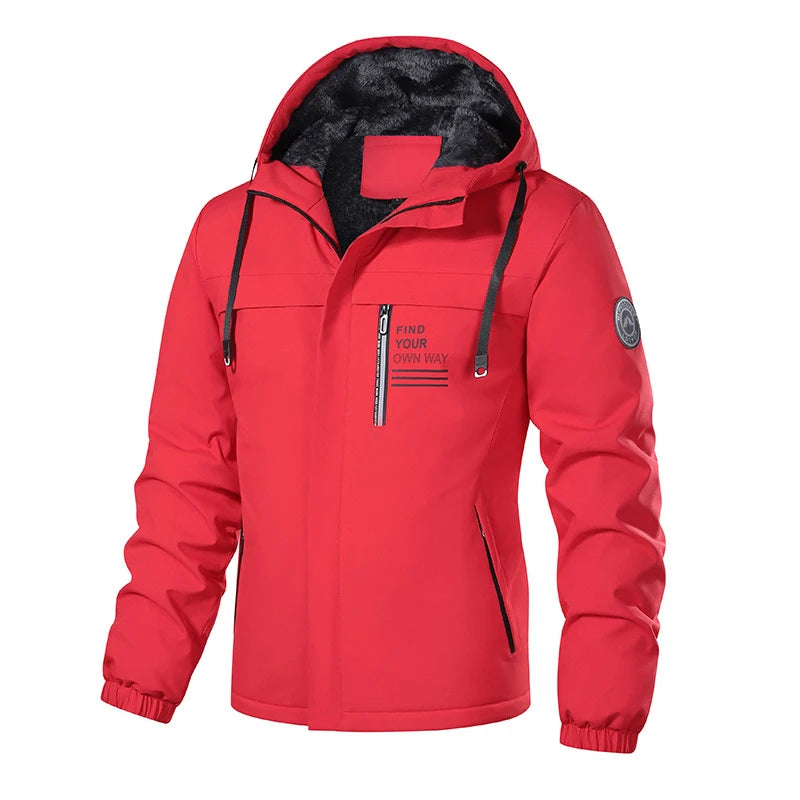 Warme, wattierte Herren-Winterjacke – Modischer Parka mit Kapuze, Fleecefutter und Thermofunktion – Winddichte Outdoor-Jacke für Ski, Schnee und Berge