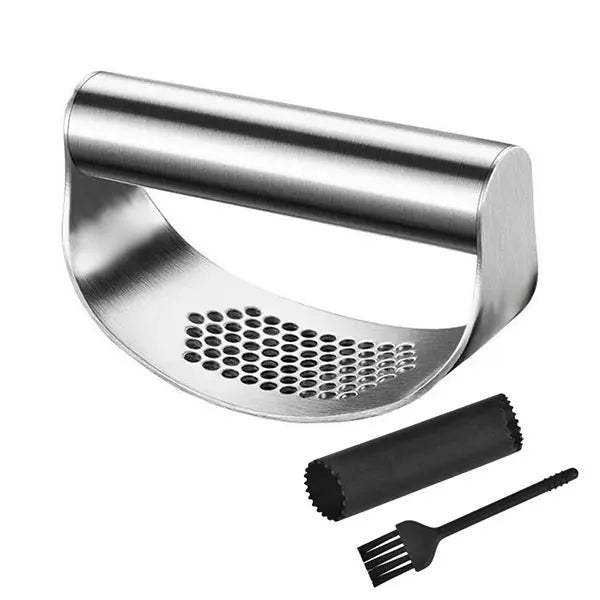 Profi-Knoblauchpresse aus Edelstahl – Manueller Knoblauch- & Ingwerzerkleinerer mit ergonomischem Griff