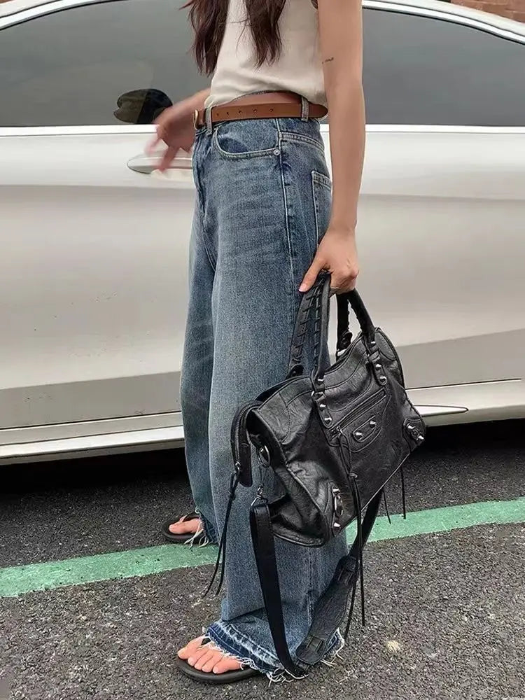 Trendige Motorrad-Tasche – Damen City Tote im Y2K-Stil | Schulter- & Umhängetasche aus Kunstleder