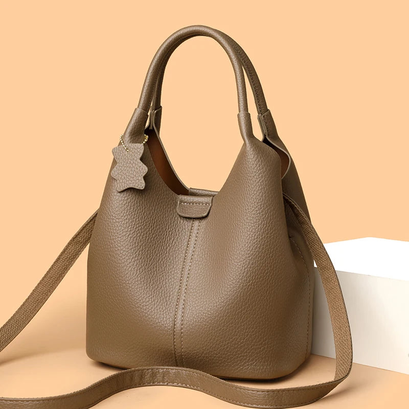 Trendige Damen-Handtasche aus weichem Kunstleder – Einfarbig, Große Kapazität, Schultertasche & Retro für Alltag und Shopping