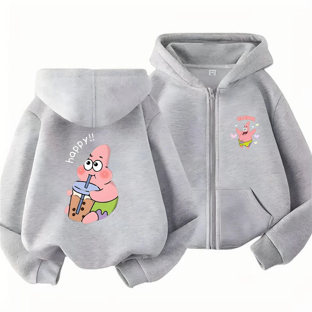 SpongeBob Schwammkopf Hoodie-Jacke für Kinder – Geschenkidee mit Reißverschluss – Mode für Mädchen und Jungen (3–12 Jahre) – Schwarz/Rosa
