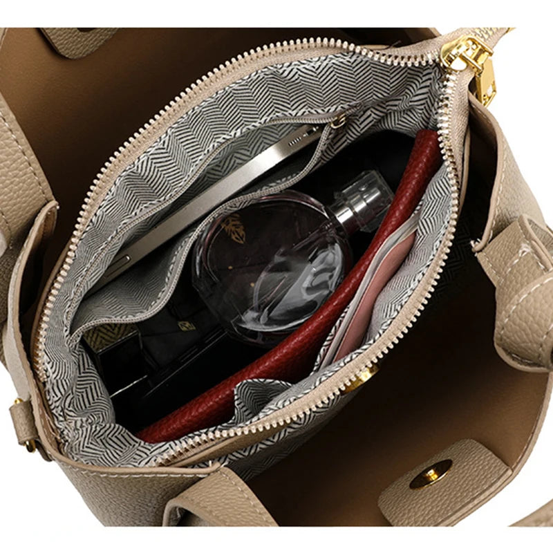 Retro Damen-Schultertasche mit Struktur-Optik – Große Kapazität, Umhängetasche & Beuteltasche