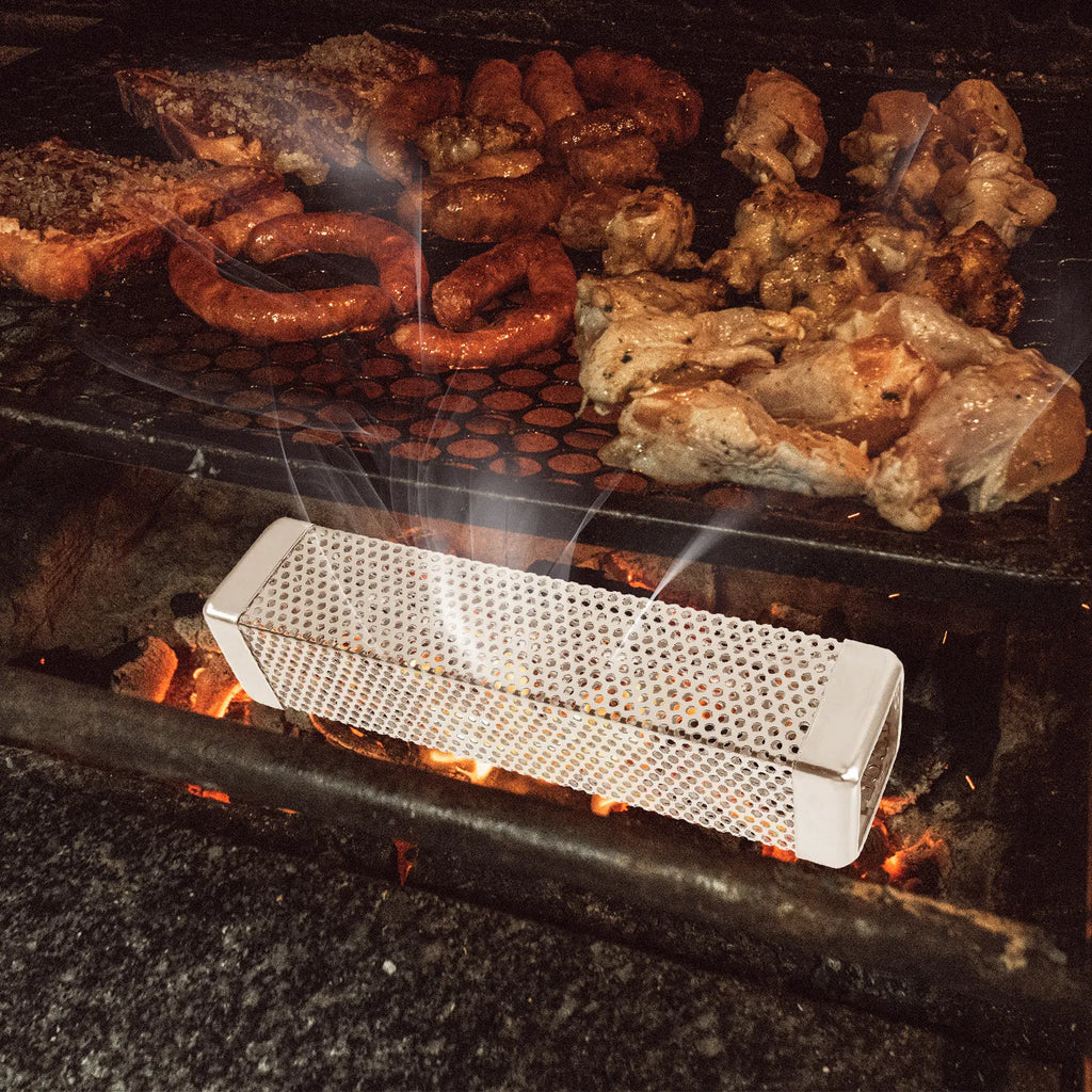 Große Smoker-Box aus Edelstahl – Robuste Räucherbox für Gas- und Holzkohlegrills – Zubehör für Räucherchips