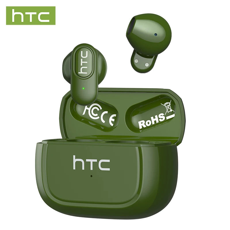 HTC NE51 Bluetooth Kopfhörer TWS Mini Ohrstöpsel Sport Kabellose Kopfhörer Intelligente Geräuschreduzierung Earbuds Grün Schwarz