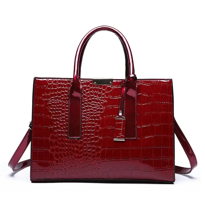 Luxuriöse Vintage Damen-Handtasche mit Krokodilmuster – Große Kapazität, Leder-Schultertasche für Business & Alltag