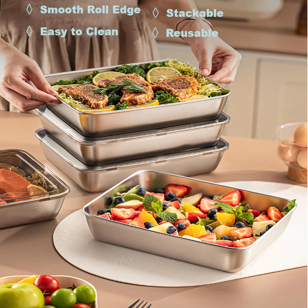 3er-Set Edelstahl-Lunchboxen – Auslaufsicher, stapelbar & perfekt für unterwegs