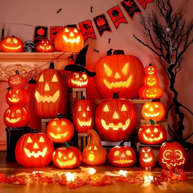 Halloween Kürbis Laterne – Leuchtende Deko für Innen & Außen, batteriebetrieben