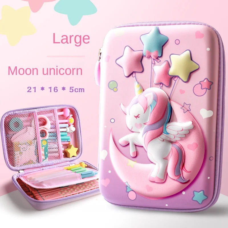 Süßes 3D-EVA-Federmäppchen im Einhorn-Design – Cartoon-Etui für Schreibwaren, Buntstifte und Stifte; ideal als Geschenk für Schülerinnen und für die Schulausstattung