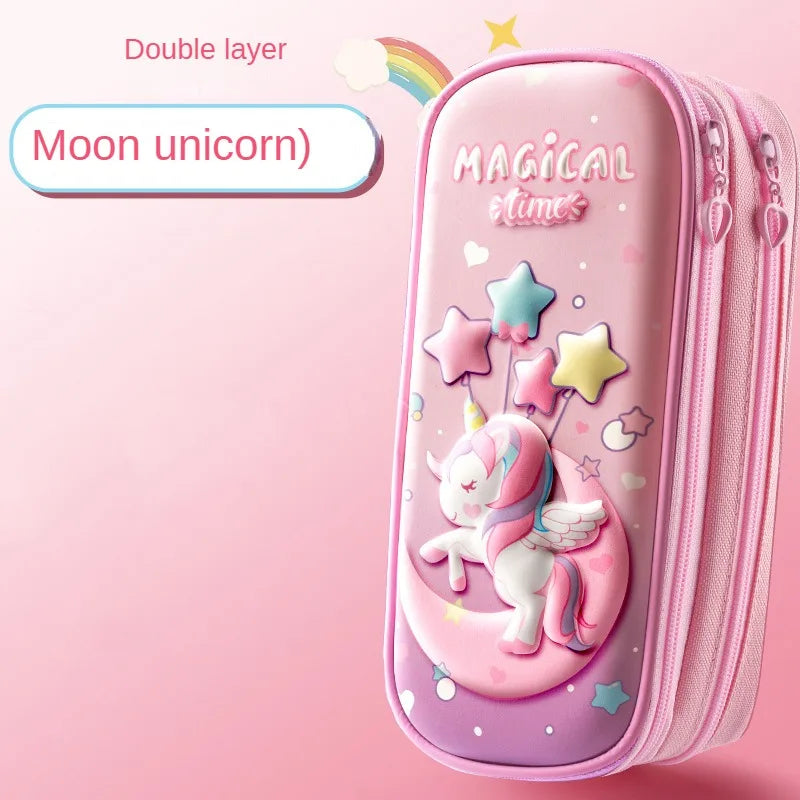 Süßes 3D-EVA-Federmäppchen im Einhorn-Design – Cartoon-Etui für Schreibwaren, Buntstifte und Stifte; ideal als Geschenk für Schülerinnen und für die Schulausstattung