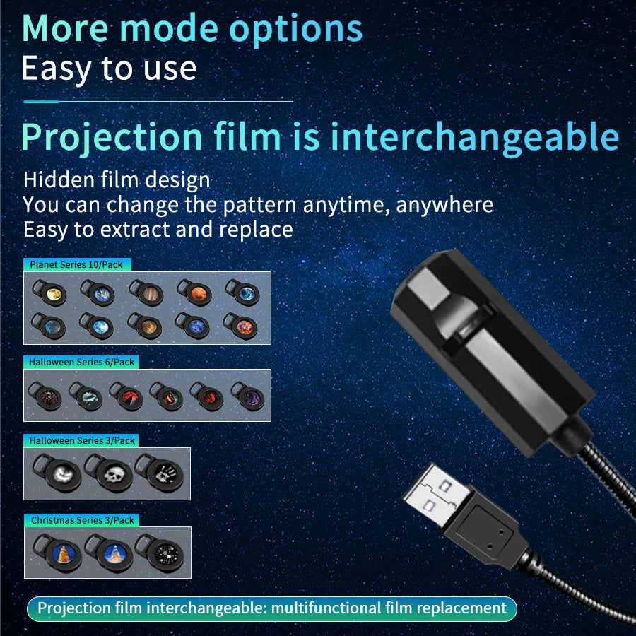 LED Projektor Nachtlicht – USB, Halloween & Weihnachten, Decken- & Wandprojektion