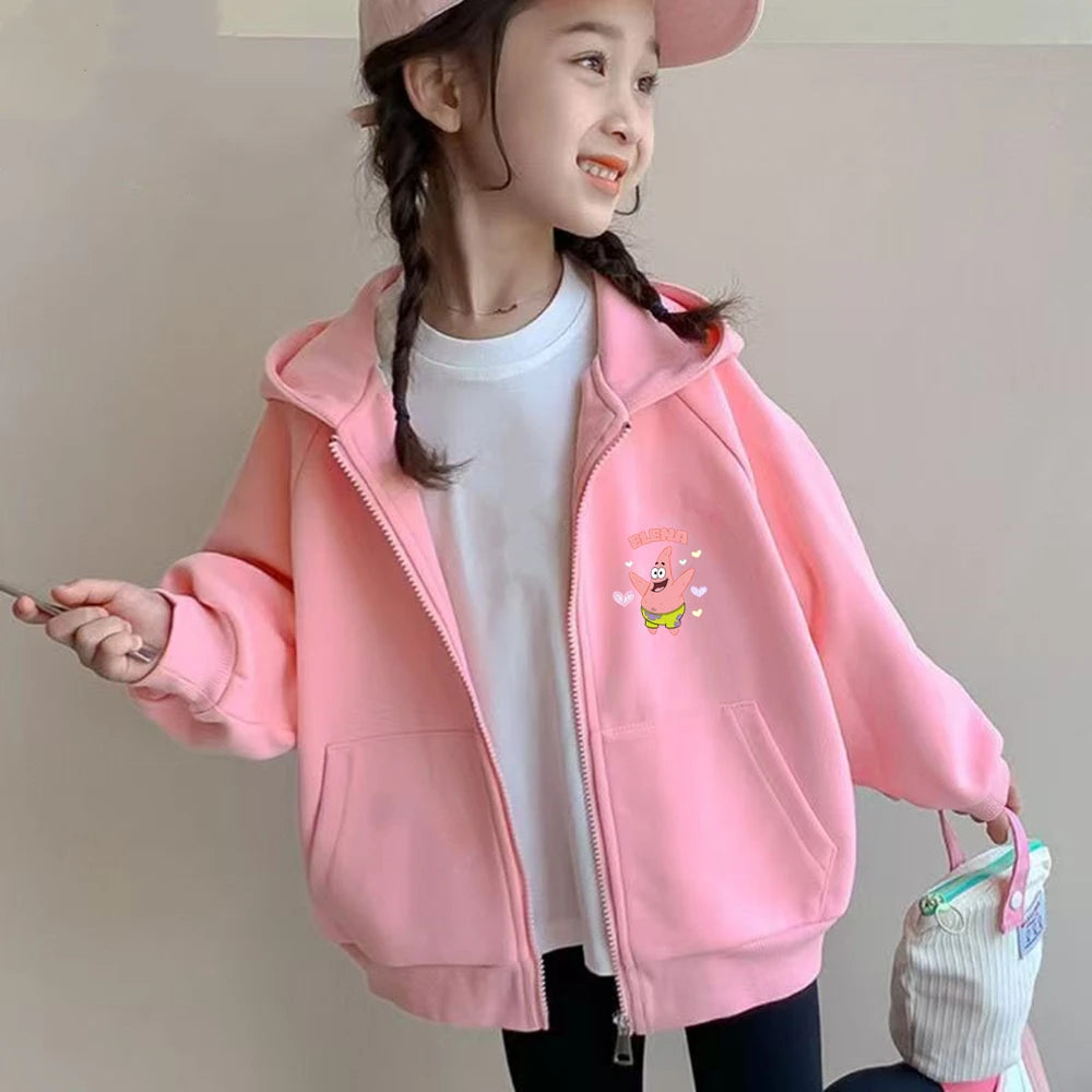 SpongeBob Schwammkopf Hoodie-Jacke für Kinder – Geschenkidee mit Reißverschluss – Mode für Mädchen und Jungen (3–12 Jahre) – Schwarz/Rosa