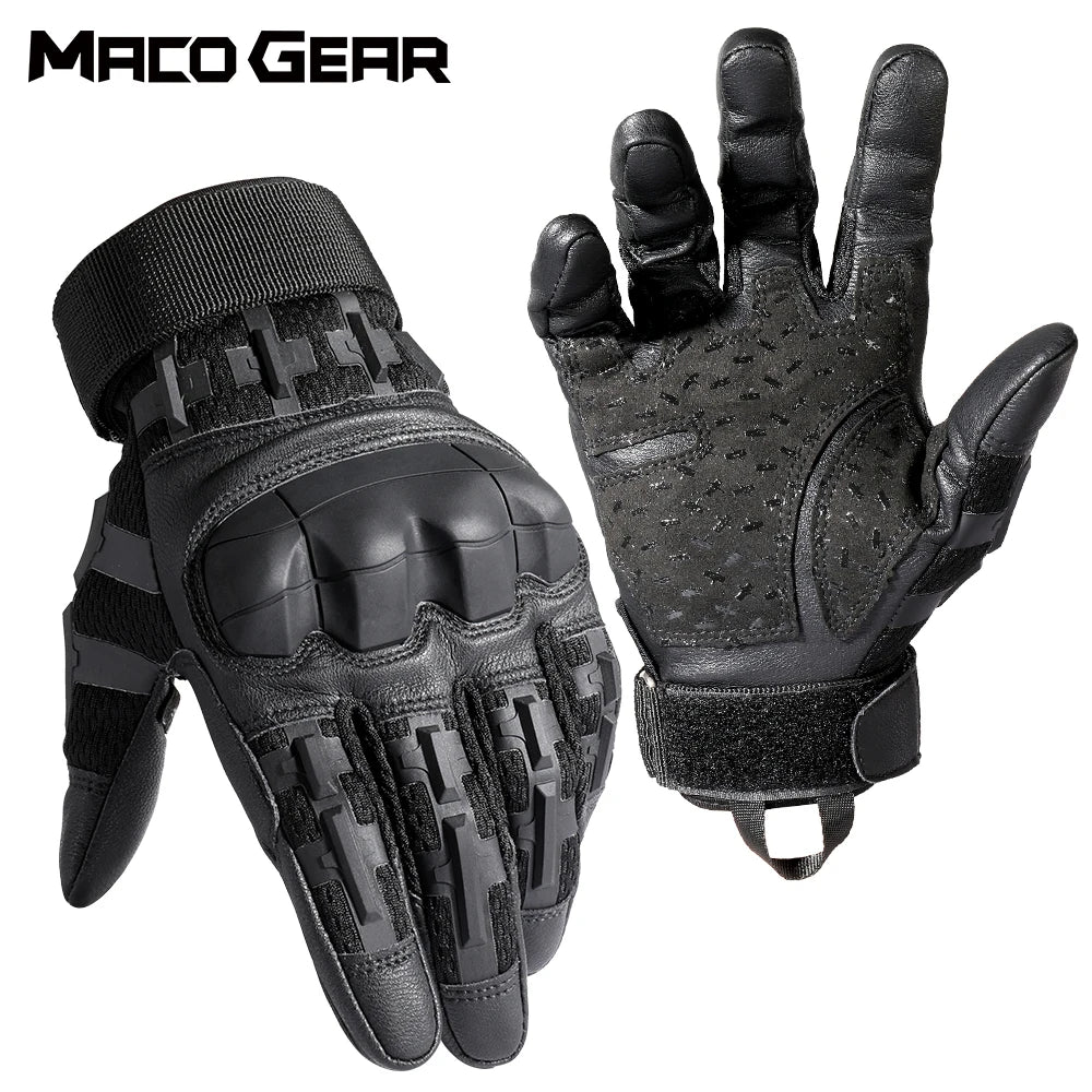 Taktische Touchscreen-Handschuhe aus PU-Leder – Vollfinger, rutschfest, für Outdoor & Sport