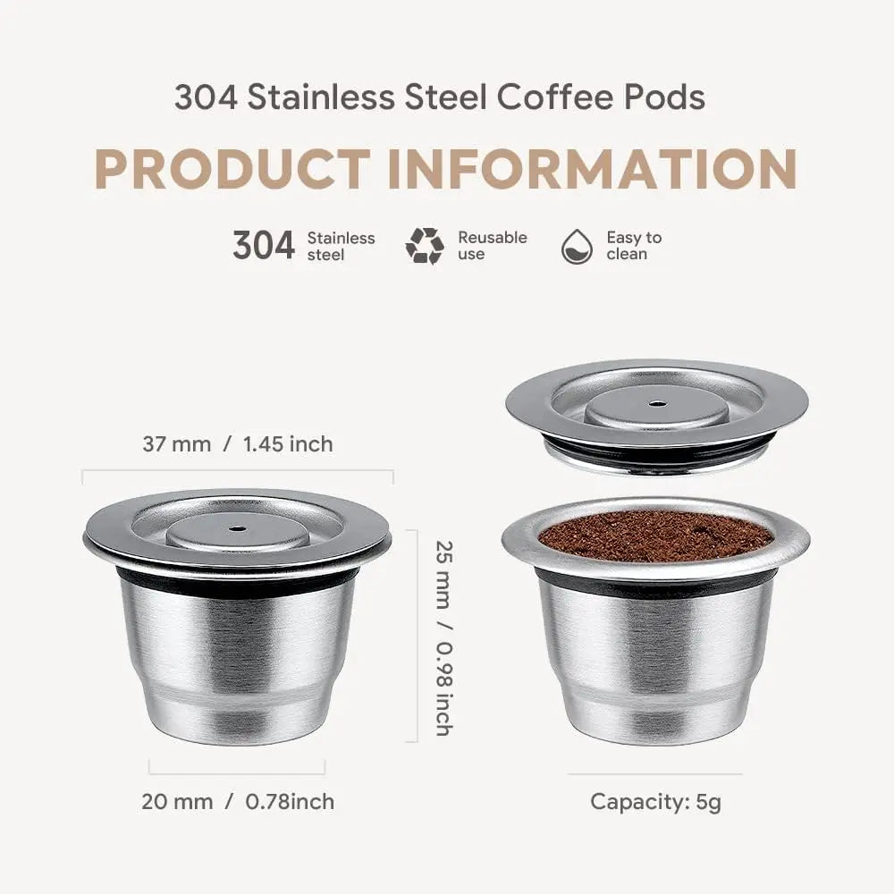 Wiederverwendbare Kaffeekapsel für Nespresso – Espresso Crema Cups aus Edelstahl, nachfüllbare Kaffeepods-Filter mit Tamper und Dosierring