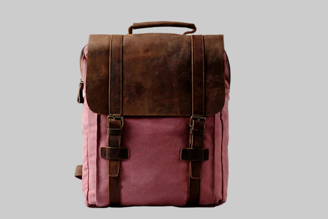 Modischer Rucksack für Damen und Herren – Leder, Canvas, Military-Stil – geeignet als Schulrucksack oder Tasche