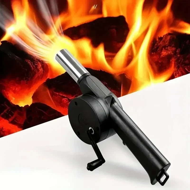 BBQ-Ventilator, Luftgebläse, Schnellanzünder, tragbar, manuell, Handkurbel, für Outdoor-Picknick, Camping, Grillen, Holzkohlegrills, Herd