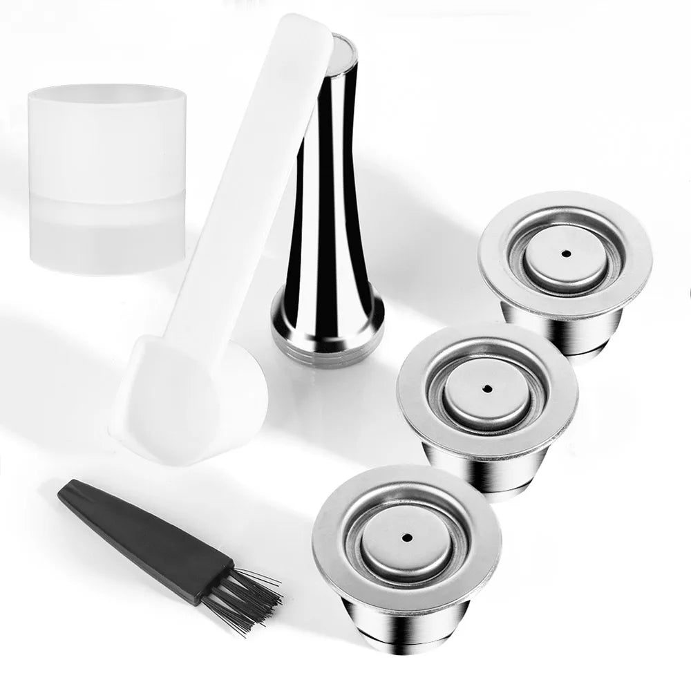 Wiederverwendbare Kaffeekapsel für Nespresso – Espresso Crema Cups aus Edelstahl, nachfüllbare Kaffeepods-Filter mit Tamper und Dosierring