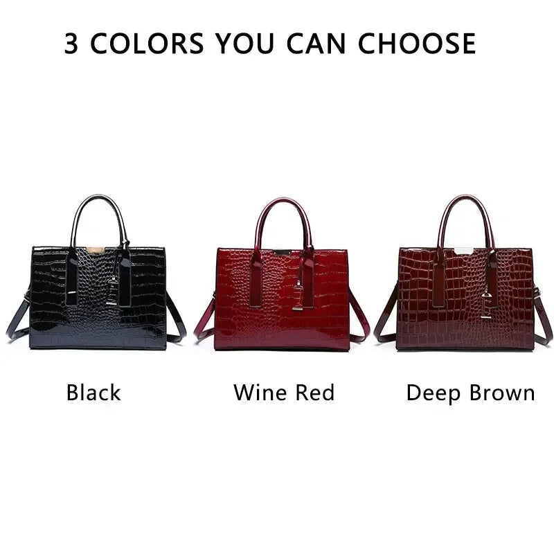Luxuriöse Vintage Damen-Handtasche mit Krokodilmuster – Große Kapazität, Leder-Schultertasche für Business & Alltag