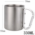 Edelstahl Reisebecher 300 ml – Wasser, Tee, Kaffee – Karabinerhaken-Griff – für Camping, Wandern, Klettern, Outdoor