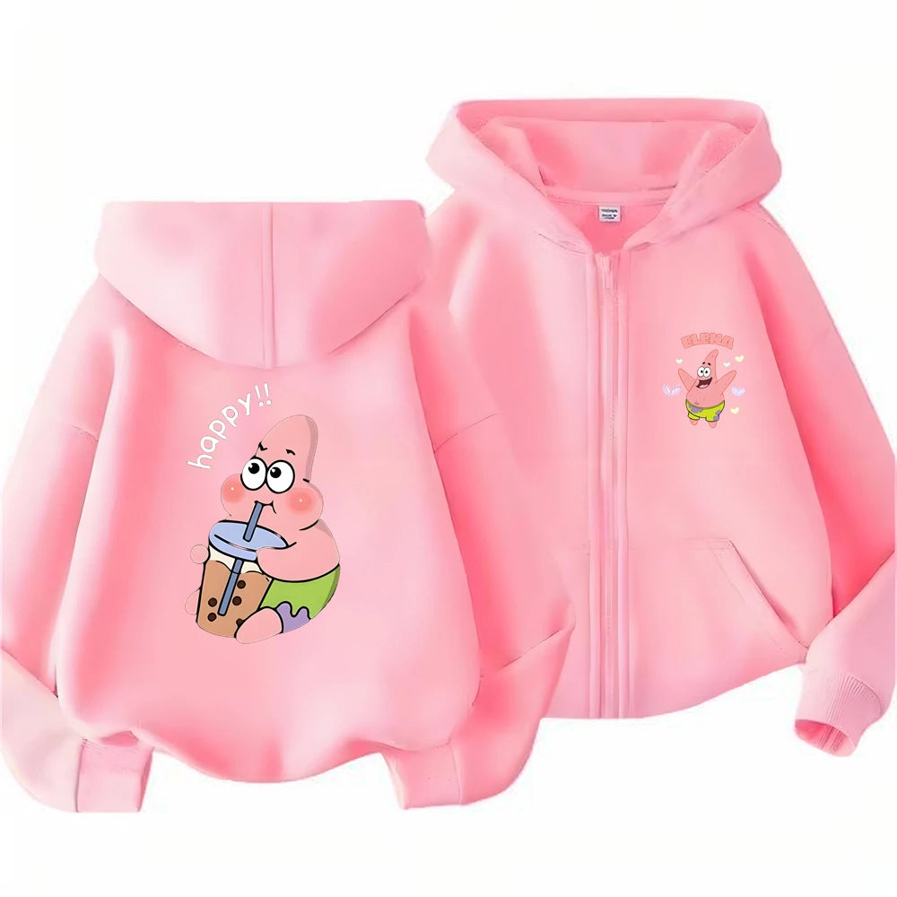 SpongeBob Schwammkopf Hoodie-Jacke für Kinder – Geschenkidee mit Reißverschluss – Mode für Mädchen und Jungen (3–12 Jahre) – Schwarz/Rosa
