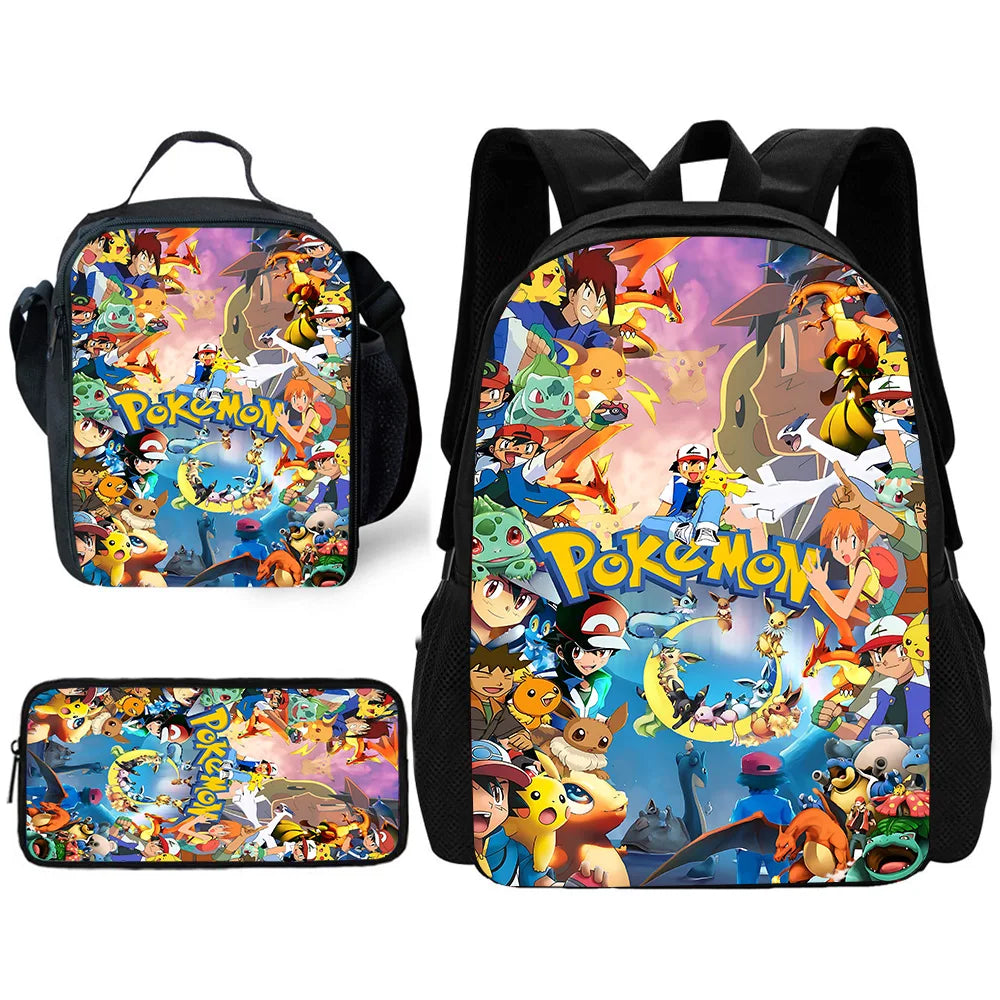 Niedlicher Potdemiel-Cartoon-Schulrucksack (Ball-Motiv) für Kinder – inklusive Lunchtasche und Federmäppchen – für Jungen und Mädchen – das perfekte Geschenk