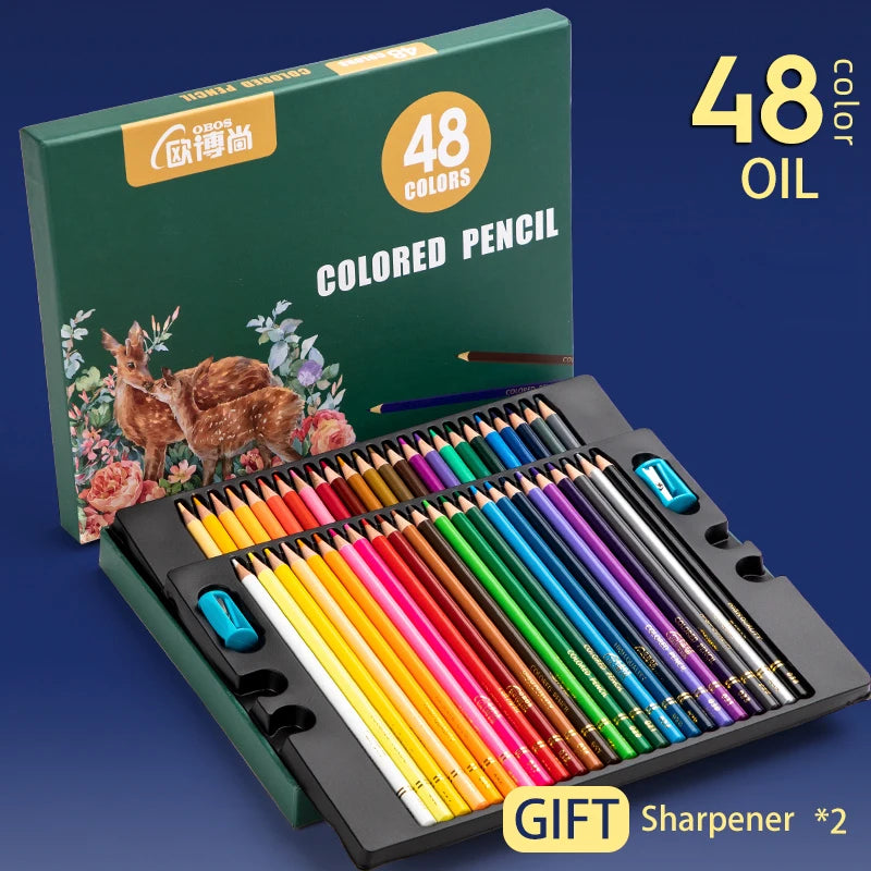 Professionelles Set mit 48/72/120/150/200 wasservermalbaren Buntstiften für Kunst und Zeichenbedarf