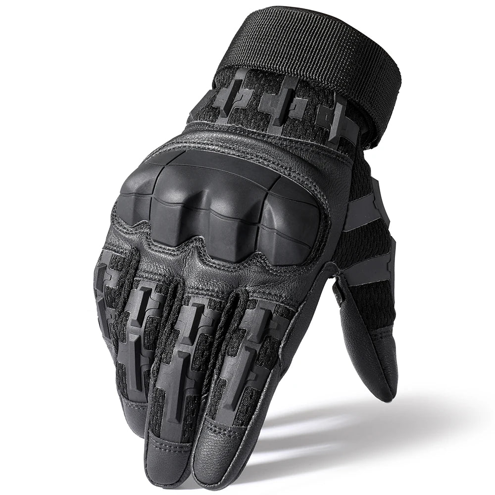 Taktische Touchscreen-Handschuhe aus PU-Leder – Vollfinger, rutschfest, für Outdoor & Sport