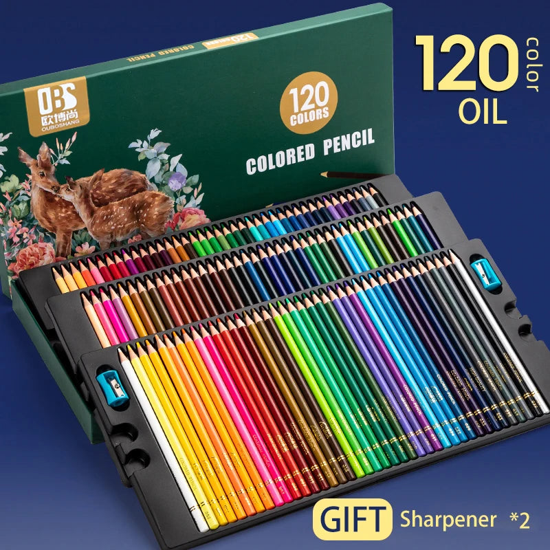 Professionelles Set mit 48/72/120/150/200 wasservermalbaren Buntstiften für Kunst und Zeichenbedarf