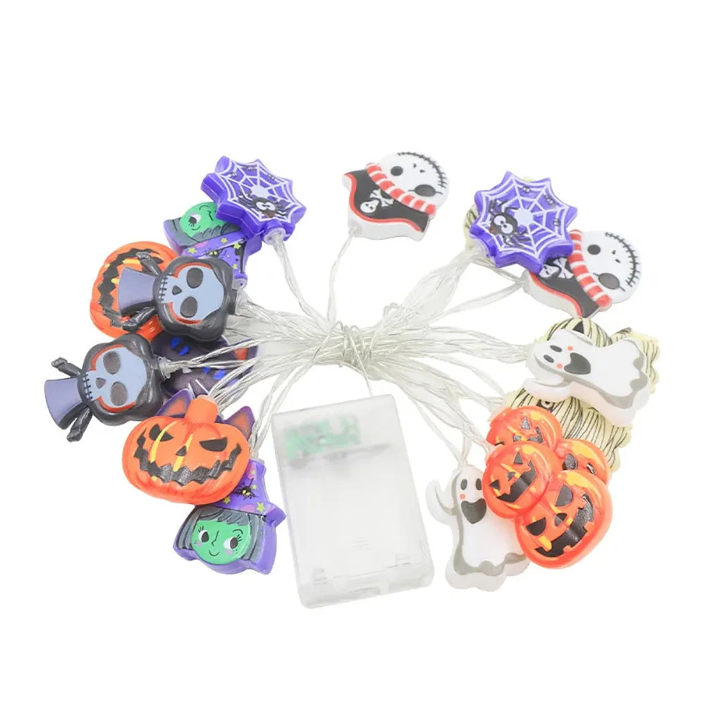 Halloween LED Lichterkette – Kürbis, Geist & Spinnennetz, Innen & Außen
